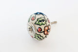 Ceramic unique colorful green blue red floral design 4cm round door knob BN c19c