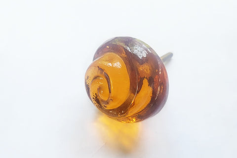 Glass big shabby chic amber flower 4cm round door knob BN s12
