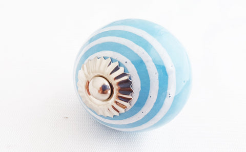 Ceramic shabby chic aqua white spiral 4cm round door knob