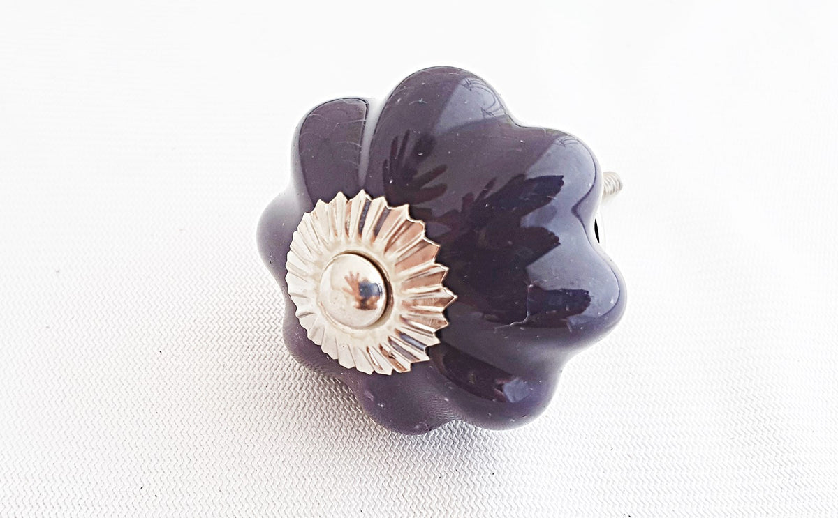 Ceramic dark purple 4cm pumpkin door knob Decorative door knobs