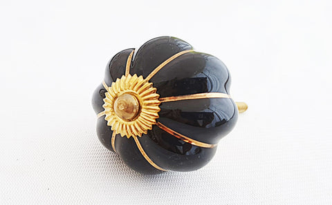 Ceramic black gold elegant pumpkin 4.5cm door knob BN d7b