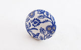 Ceramic blue intricate design Printed 4cm round door knob
