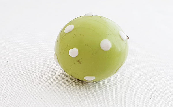 Glass apple green white dots shabby chic ball 4cm round 4cm door knob