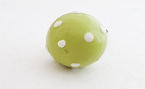 Glass apple green white dots shabby chic ball 4cm round 4cm door knob HF2