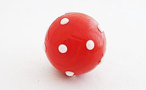 Glass red white dots shabby chic ball 4cm round door knob