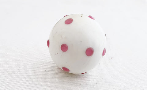Glass white pink dots shabby chic ball 4cm round 4cm door knob
