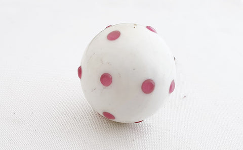 Glass white pink dots shabby chic ball 4cm round 4cm door knob HF2
