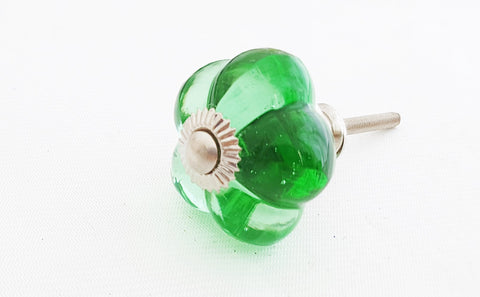 Glass elegant green shabby chic flower 3cm door knob BN e8f
