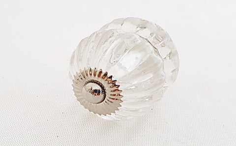 Glass shabby chic clear chunky flower 4cm round door knob BN S2