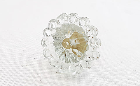 Glass shabby chic delicate clear flower 4cm round door knob BNE