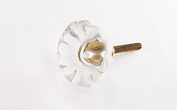 Glass shabby chic clear flower round 3.5cm door knob BNE