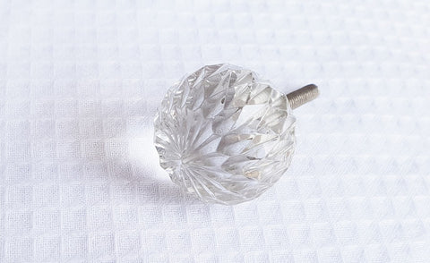 Glass crystal cut 3cm shabby chic ball clear door knobs RC11