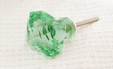 Glass shabby chic green vintage crystal style square 4cm  door knobs BN k3c