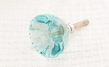 Glass shabby chic aqua crystal style small flower 3cm  door knobs