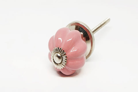 Ceramic pink shabby chic small 3.5cm pumpkin door knob BN k7c