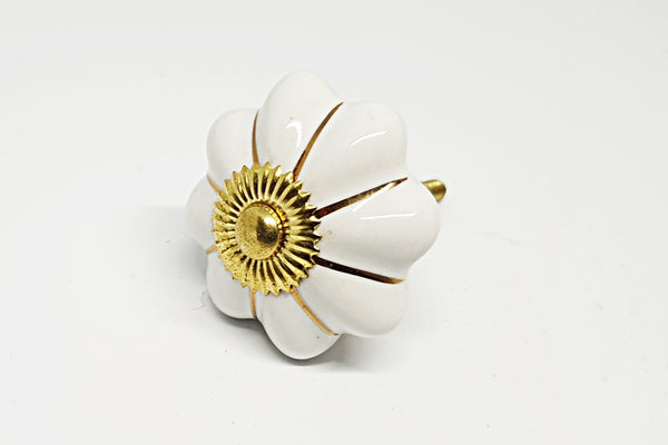 Ceramic  elegant white gold 4cm pumpkin door knob BN j6