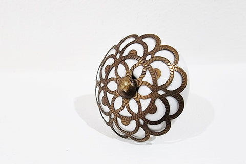 Ceramic white metal decor vintage style 4.5cm round door knob BN g6c
