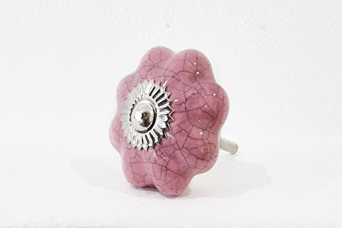 Ceramic pink rustic shabby chic 4.5cm pumpkin door knob BN C13b