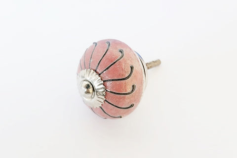 Ceramic embossed burnt pink black shabby chic 4cm round door knob RC15