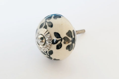 Ceramic black white cream floral beautiful 4cm pumpkin door knobs RC14