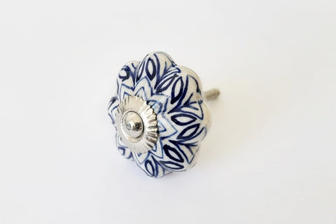 Ceramic blue white  cream floral beautiful 4cm pumpkin door knobs G5