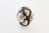 Ceramic earthy brown cream floral embossed 4cm round door knobs D17b