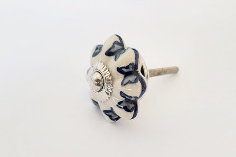 Ceramic elegant gray  white butterflies beautiful 4cm pumpkin door knobs C8a