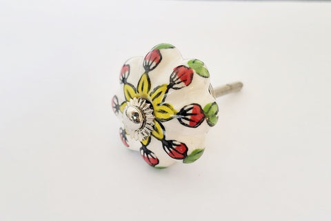 Ceramic 35mm aqua blue white unique beautiful flower pumpkin door knobs C6a