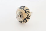 Ceramic black burnt off-white floral beautiful 4cm pumpkin door knobs G6