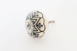 Ceramic blue black cream/white embossed 40mm round door knob G10