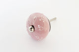 Ceramic shabby chic embossed pink floral design 4cm round door knob EF3