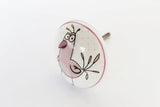 Ceramic pink white comic bird kids print 4cm round door knob GF2
