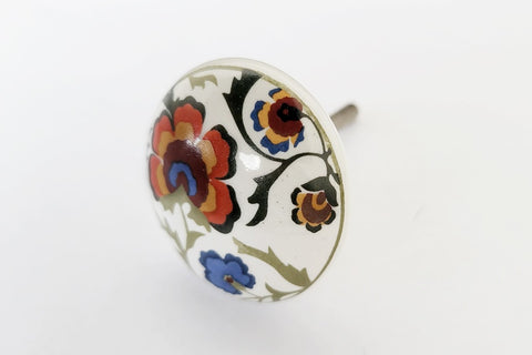 Ceramic colorful floral print 4cm round door knob wtp5