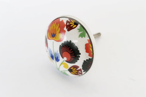 Ceramic colorful floral print 4cm round door knob wtp5
