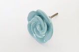 Ceramic beautiful shabby chic aqua light blue rose 4.5cm door knob BAK