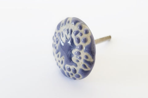 Ceramic purple lilach unique embossed 4cm round door knobs RC3