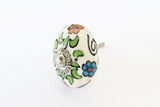 Ceramic colorful green blue red floral style 4cm round door knob SB