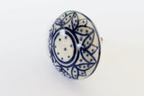 Ceramic blue floral embosse style 4cm round door knob SB