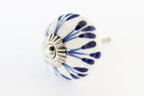 Ceramic blue white 4cm shabby chic round 4cm door knob E6