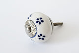 Ceramic blue delicate floral 4cm round door knobs C8b
