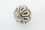 Ceramic black white cream floral design 4cm pumpkin door knobs G14