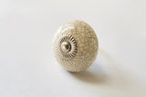Ceramic white cream rustic vintage style 4cm round door knob e3a