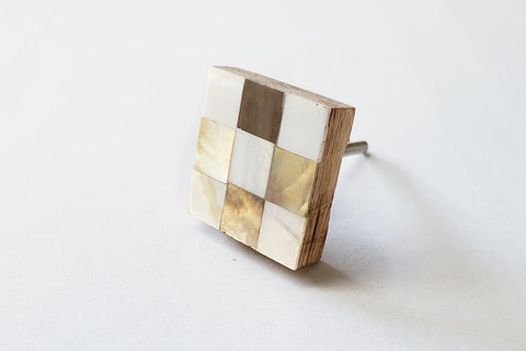 Acrylic mother of pearl 4cm square door knob c12a