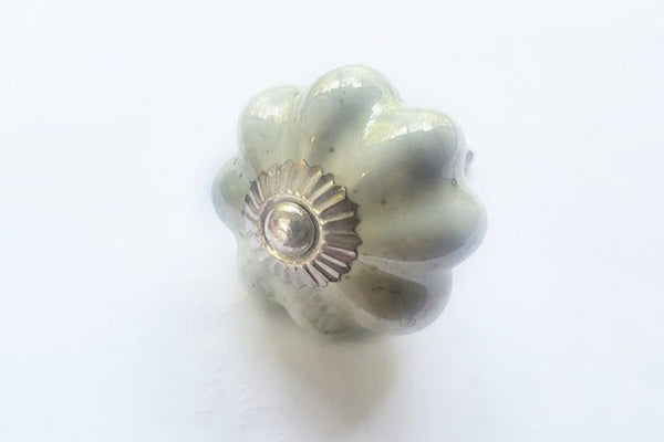 Ceramic pale sage ivory shabby chic 4.5cm pumpkin door knob BN p1