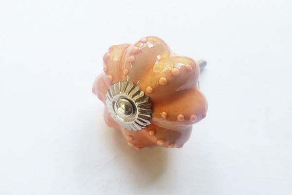 Ceramic funky dotted orange 4.5cm pumpkin door knob BN c20