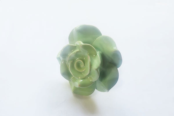 Ceramic beautiful shabby chic apple big green rose 5.5cm door knob BN V6