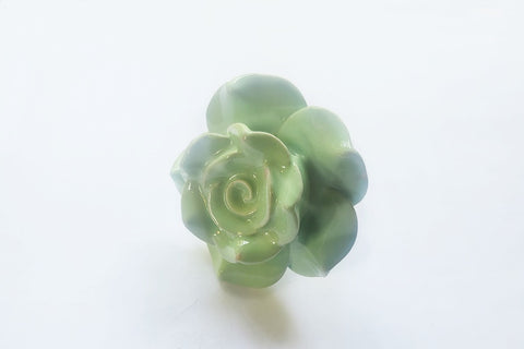 Ceramic beautiful shabby chic apple big green rose 5.5cm door knob BN V6
