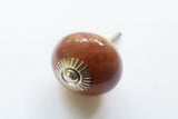 Ceramic plain mocha brown 4cm round door knob BN p6