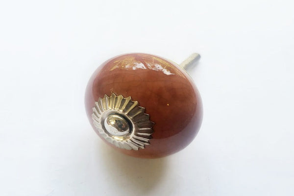 Ceramic plain mocha brown 4cm round door knob BN p6