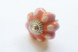 Ceramic vibrant orange funky white dots pumpkin 4.5cm door knob BN d3c